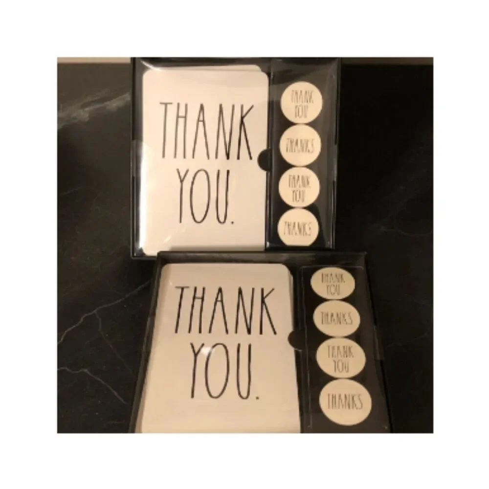 Rae Dunn THANK YOU Note Cards w Stickers & Envelopes 2 Sets Total 24 cards NEW